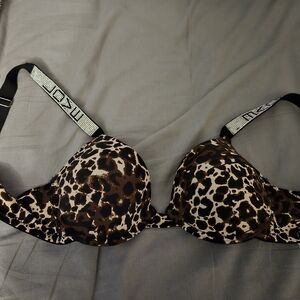 Leopard Print Bra with Black Straps 36c